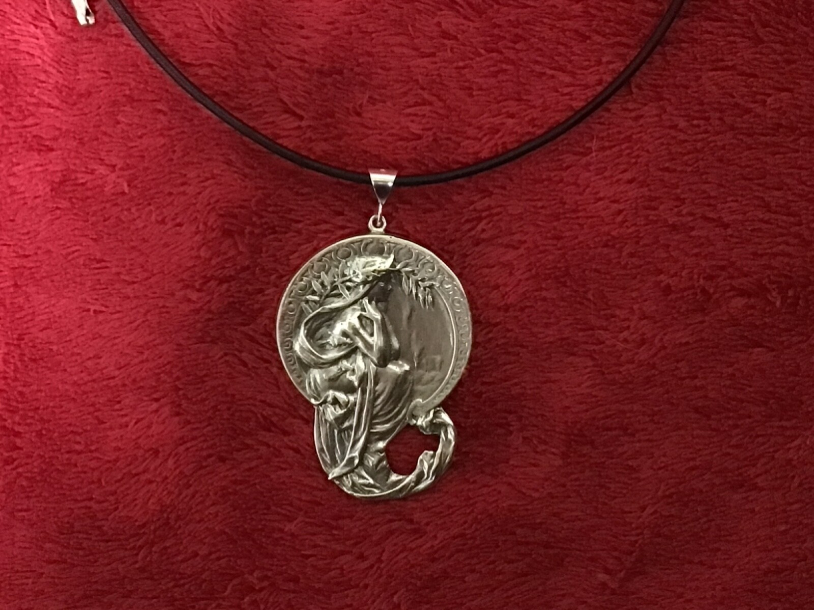 Solid Heavy Sterling silver Alphonse Mucha Poetry… - image 1