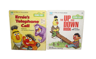 VTG Whitman Sesame Street Books Up & Down Book/ Ernies's Telephone Call Lot Of 2