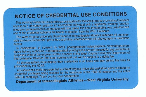 UMass at West Virginia 2/16/89 Mountaineer Illustrated Program w. Media Pass - Picture 6 of 6
