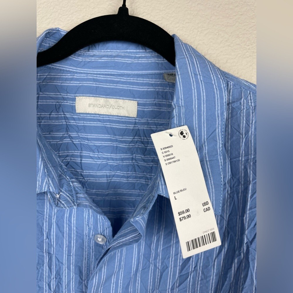 URBAN OUTFITTERS Standard Cloth Crinkle Stripe Shirt Men's Large