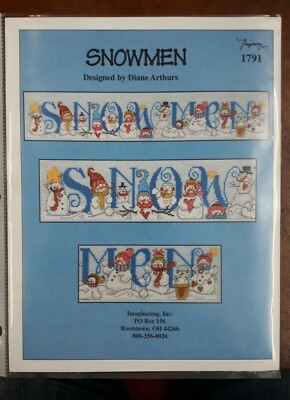 Imaginating Inc. Kreuzstichkarte ''Schneemänner'' Weihnachten Vintage Schnäppchen!