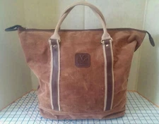 VINTAGE ULTIMA II BROWN CORDUROY ZIPPER TOP TOTE BAG