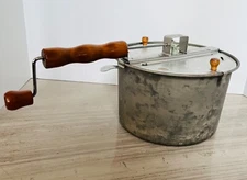 The Genuine Whirley Pop Popcorn Maker- Aluminum Stovetop Popper, Wood Hand Crank