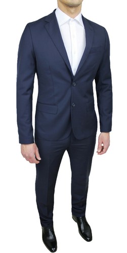 ABITO COMPLETO UOMO INVERNALE BLU SCURO SLIM FIT ELEGANTE CERIMONIA da 42 a  60 | eBay