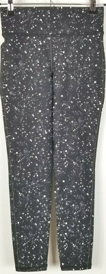 Michi Womens Black White Splash Elastic Waist Cropped  Activewear Leggings XS