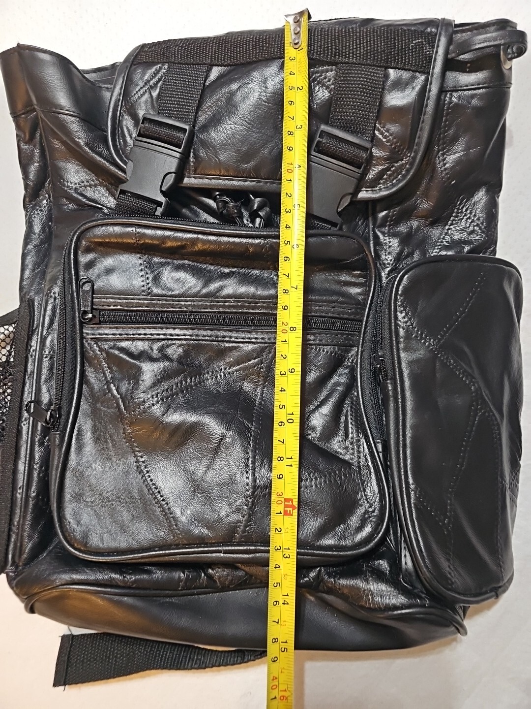 Diamond Plate Buffalo Leather Biker Backpack Gem