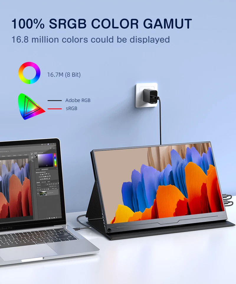 Portable Monitor 16" 2K QHD Type C Display 2560*1600 Second Extended Screen VESA - Image 2 of 4