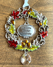 Ganz Fall Leaves  Acorns Ornament "Welcome Gather Celebrate"