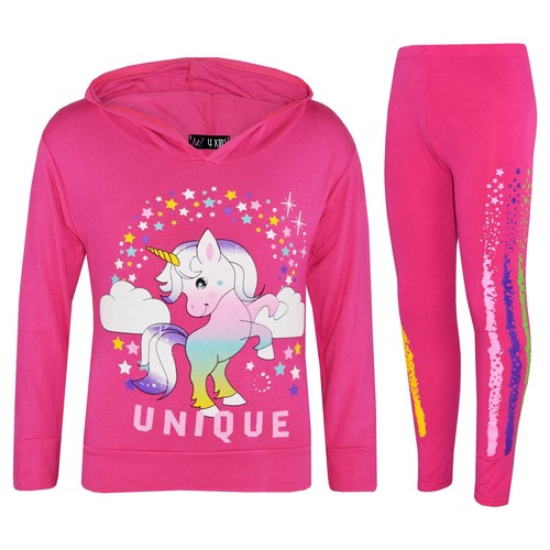 Survêtement Fille Licorne Dab - Haut à Capuche & Legging Bleu Royal - Viscose/Élasthanne - Taille Unique ?