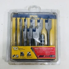 Irwin Speedbor 10 Pc Spade Bit Set with Bonus Spades and Quick-Change Extension