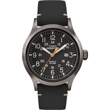 Timex TW4B01900, Men's "Expedition" Leather Indiglo Watch, Scout, Date, NEW