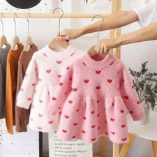 New Fleece Sweater Princess Dress Baby Knit Sweater Baby Winter Dress