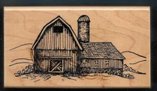 BARN GAMBREL ROOF SILO STONE ROCK Farm Field EMBOSSING ARTS wood RUBBER STAMP