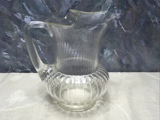 Vintage Small  8” Ribbed Ball Clear Glass Pitcher 48 Oz#55