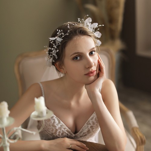 Headbands, Headpiece with Veil Bride Headdress Bridal Veils,Women Wedding Veils, - Picture 4 of 6