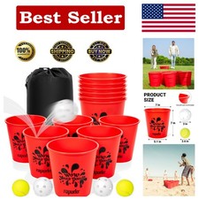 Giant Yard Pong with Sturdy Buckets - Fun Outdoor Game for All Ages