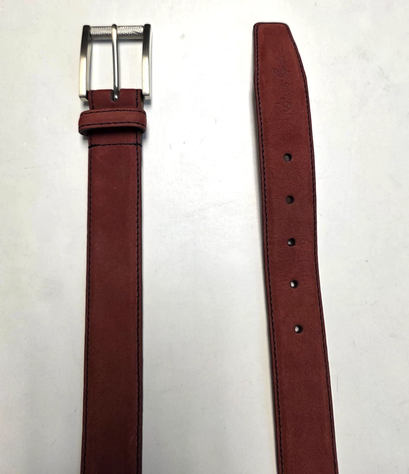 Nuevo Cinturón $98 Robert Graham CUERO DE GAMUZA Hombres 34 MEDIANO M Rojo LAUREL Hebilla de Metal Foto 3 de 4