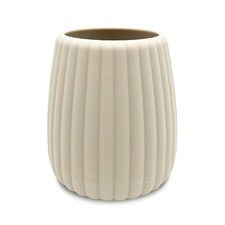 Rubberized Plastic Ribbed Toothbrush Holder in Beige