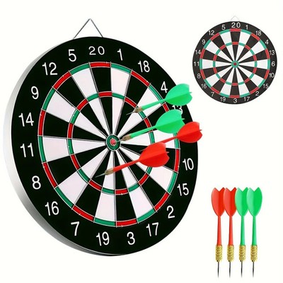 Profi Dartscheibe Sisal Dartboard Bristle Board 12 Steeldart Pfeile Flights Set