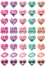 💞 Mrs Grossman's EMOTIONS EMOJI HEARTS FOIL Lips Green Purple Stickers 2016