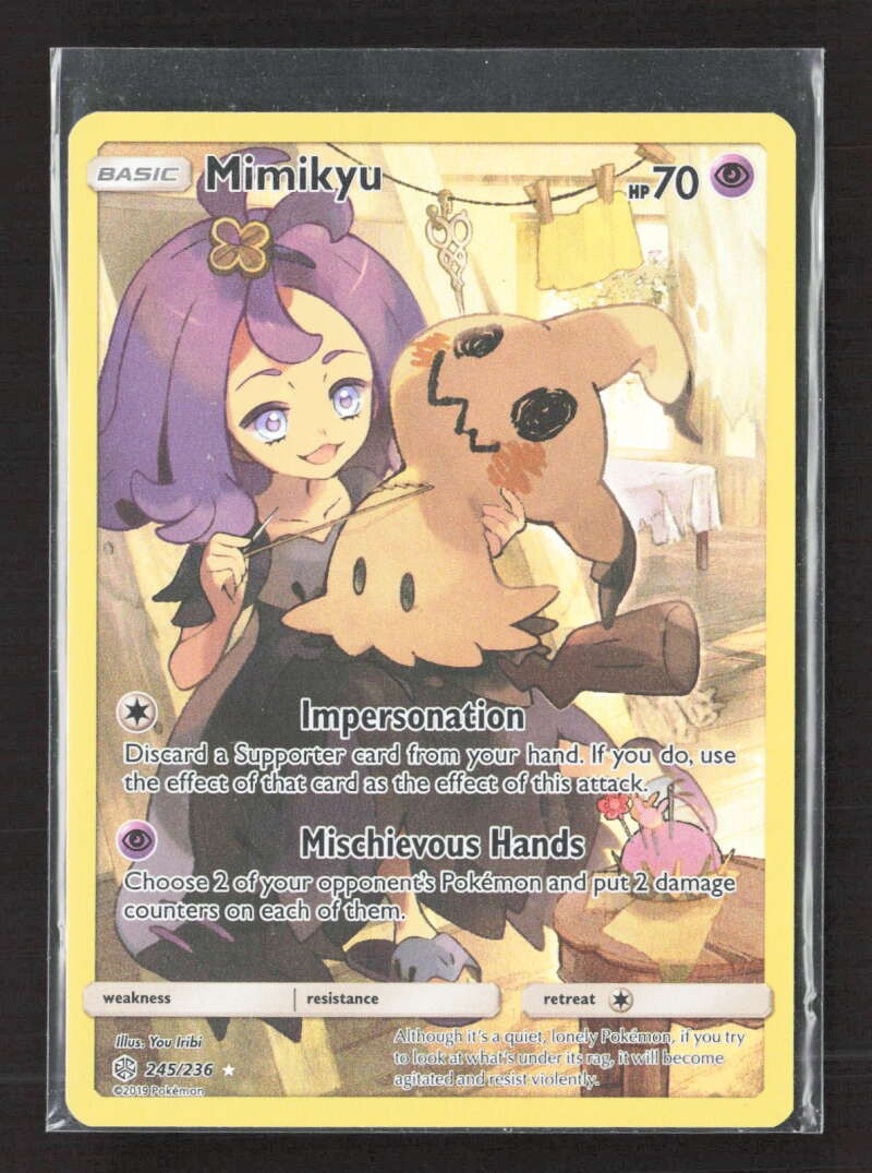 2019 Pokemon Cosmic Eclipse Mimikyu (Secret) #245/236 Trainer Gallery DV2288