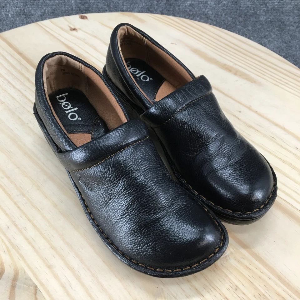 Zapatos Bolo Mujer 7 M Zuecos Cuero Negro Sin Cordones Informales Confort Bloque J00603 Foto 3 de 4