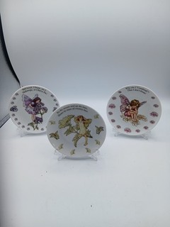 Flower Fairies Cicely Mary Barker Plates X3 12cm Wide Vgc