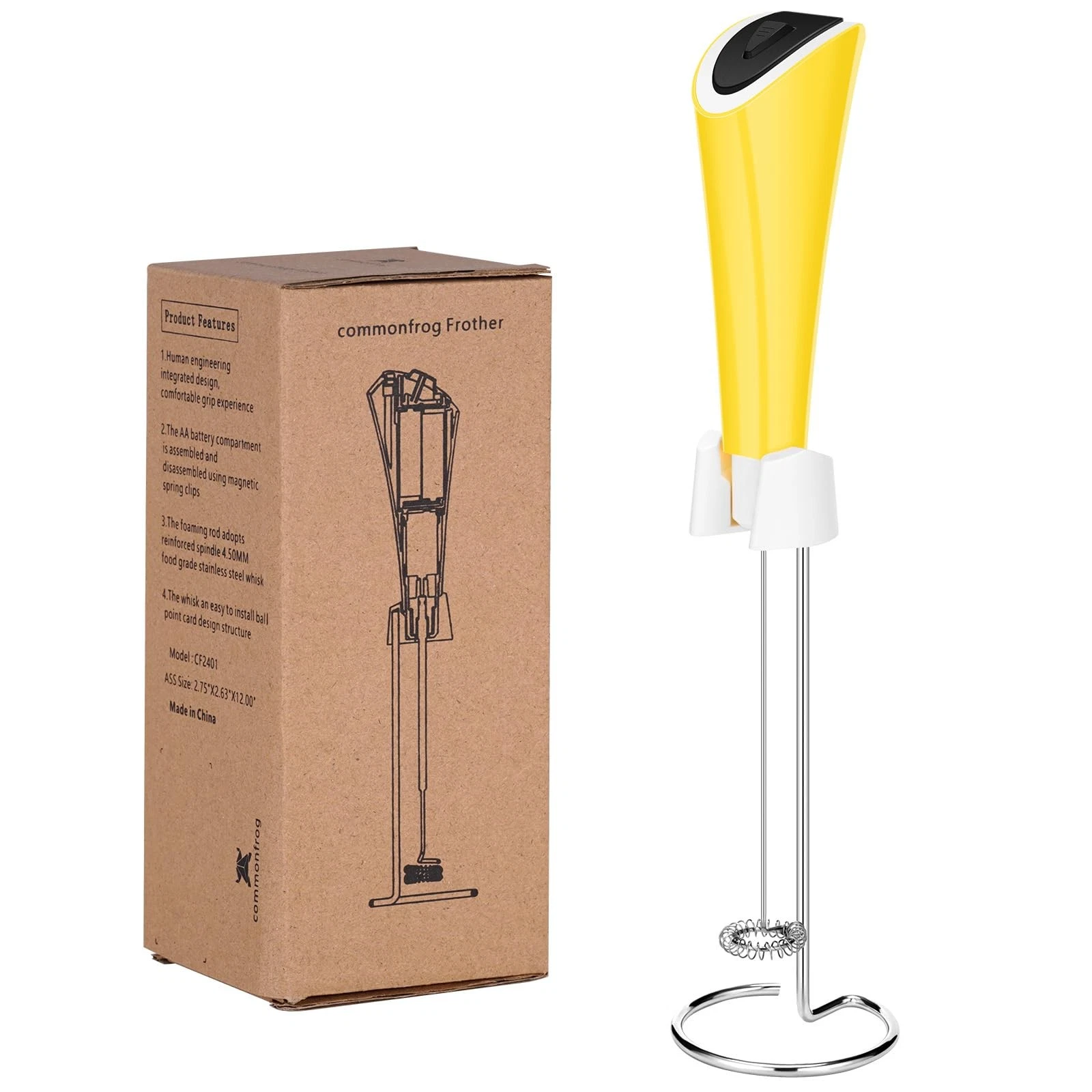 Powerful Milk Frother for Coffee, Fast Handheld Drink Mixer with Stainless St...