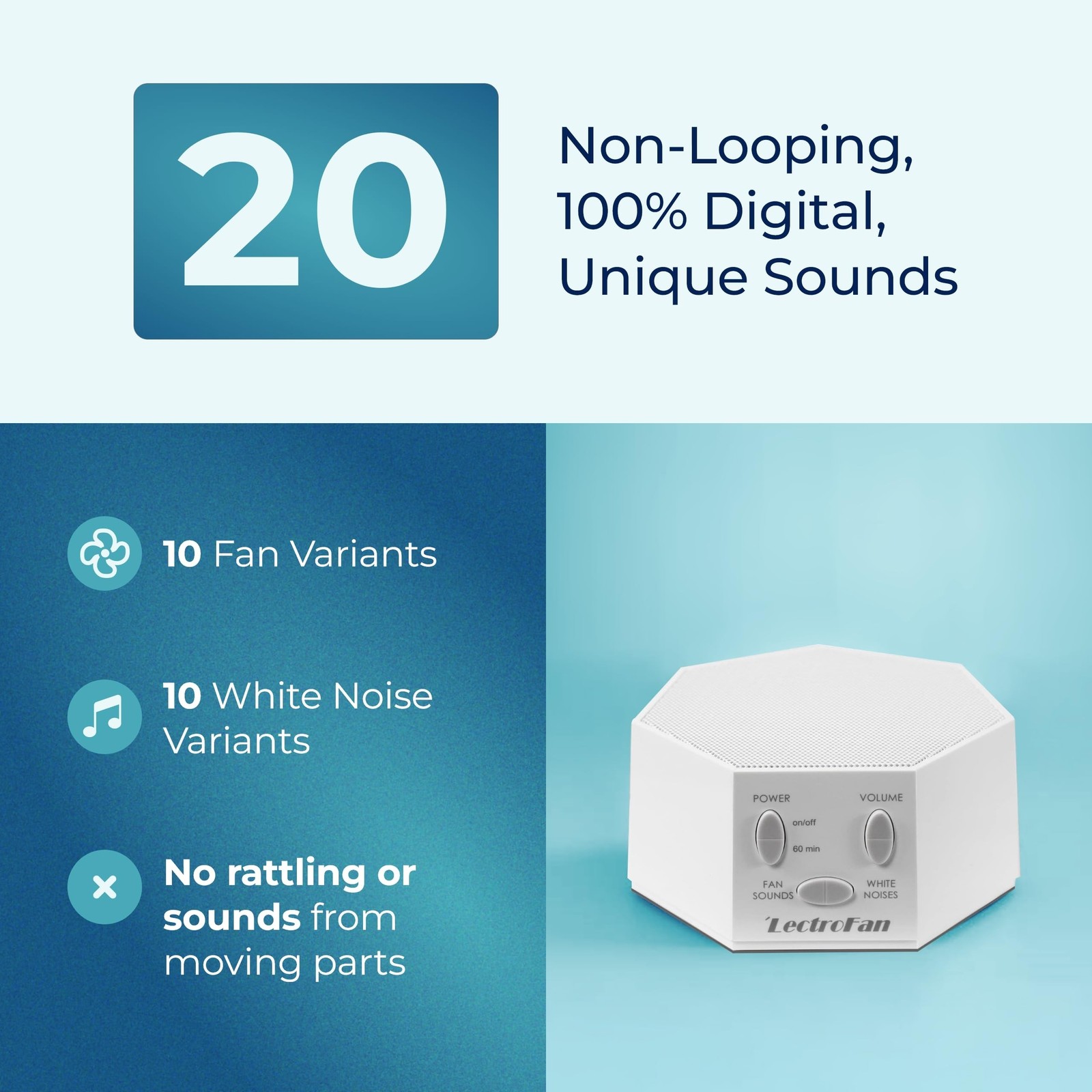 Adaptive Sound Technologies LectroFan Classic White Noise Machine - Compact S...