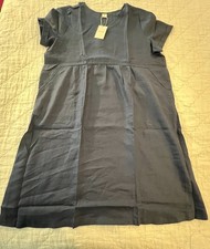 Lintico Navy Blue Linen Midi Dress | Size XL