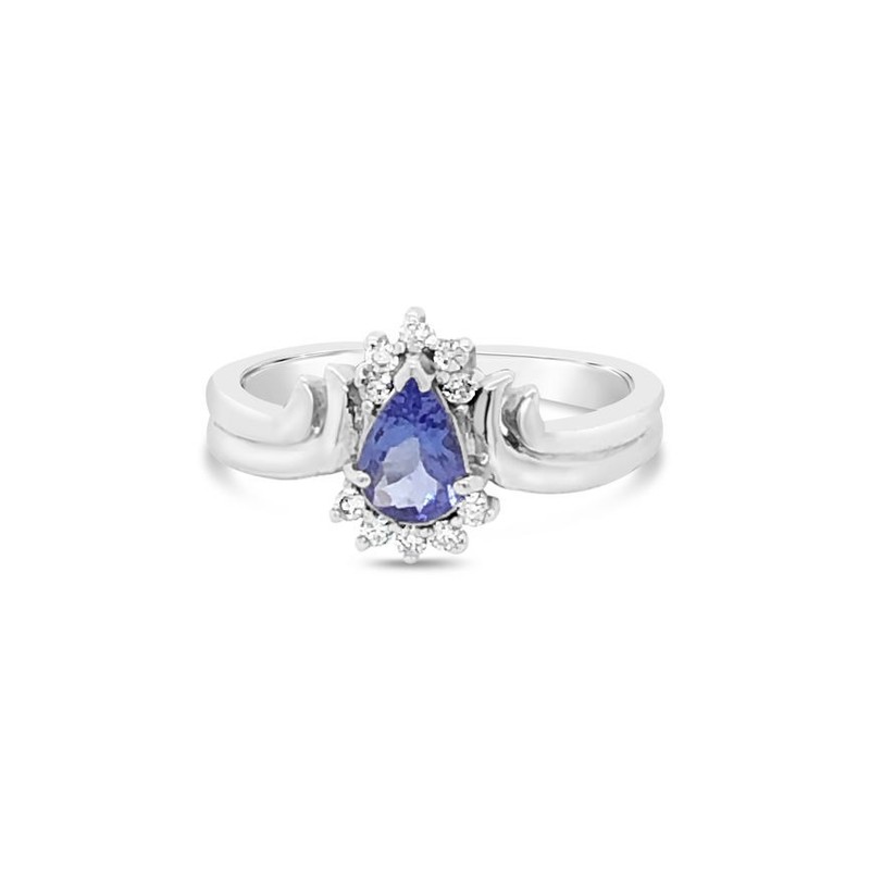 Le Vian 14K White Gold Cocktail Ring for Women 0.75 cts Tanzanite Diamond Size 7