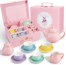 Porcelain Tea Set for Toddlers, Tea Party Set for Little Girls, Kids Tea Set Kit