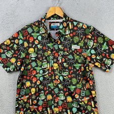 Magellan Outdoors Shirt Fishing Men Medium Black Multi Geometric Relaxed Fit NEW