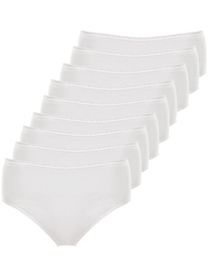 Schöller Baumwolle 9er Pack Damen Maxislip Gr. 38-50 in Weiss, Biskuit, Schwarz