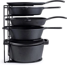 Heavy Duty Pots and Pans Organizer - Extra Large 5-Tier Rack - Holds Cast Iron S