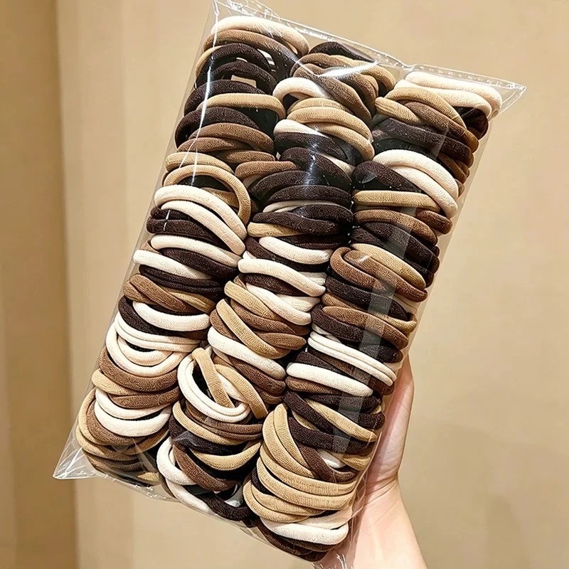 100 PIEZAS Lazos elásticos para el cabello Banda Cuerda Cola de caballo Scrunchies Soporte para el cabello para niñas