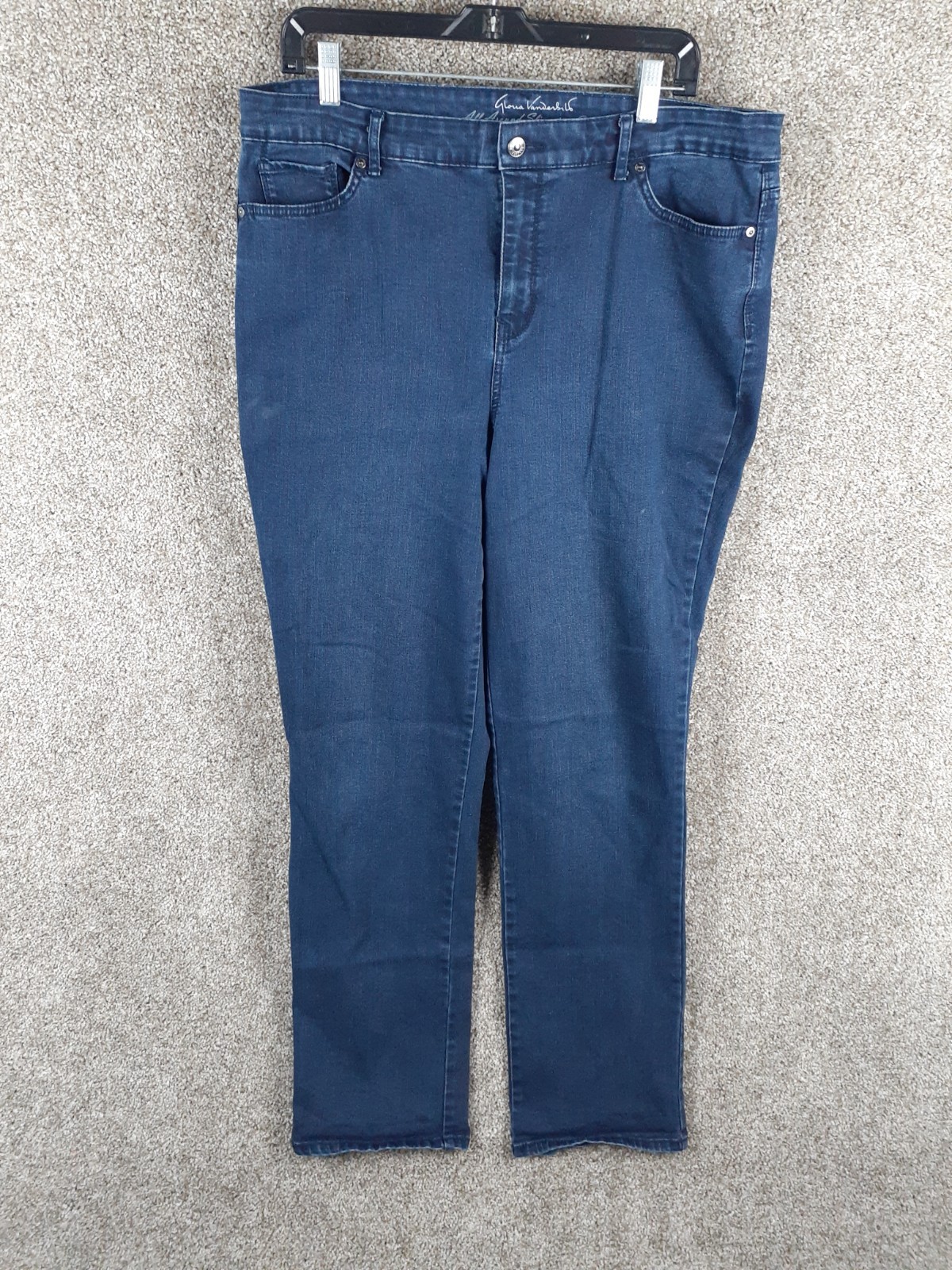 Gloria Vanderbilt Jeans Rail Straight Slimming Womens 16 Blue Denim Stretch