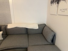 Grey Linen Sectional Sofa 3-Seater with Washable Cover