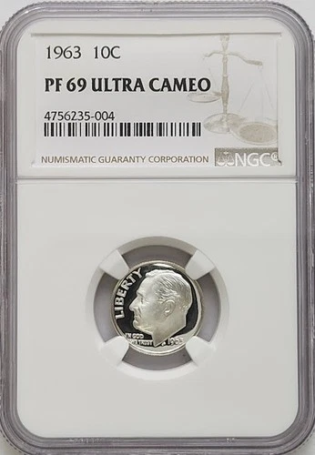 1963 Proof Roosevelt Dime NGC PF69 Ultra Cameo