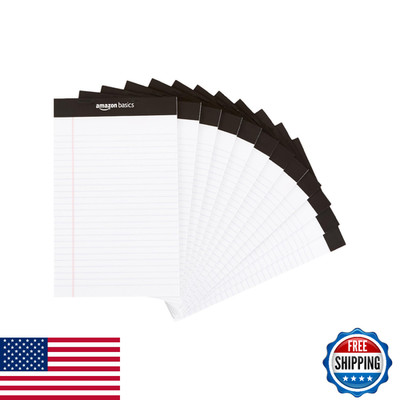 Amazon Basics Narrow Ruled Lined Notepads, 5'' x 8'', White, 12-Pack, 50-Pages