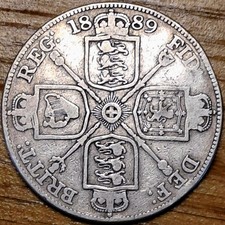 1889 Victoria Jubilee Double Florin Great Condition 22.0 grams Sterling Silver 