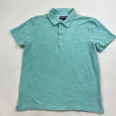 Vilebrequin Aqua Green Blue Terry Cloth Polo Shirt Size Small Short Sleeve