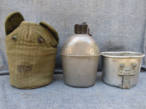 WWII US 1943-1944 CANTEEN, CUP & COVER S.M. and E.A. CO, VG TO GREAT CONDITION