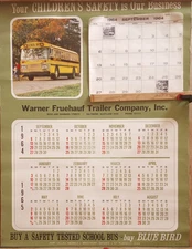 1964/65 Fruehauf Trailers & Bluebird School Bus Full Page School Year Calendar 