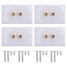 4 Pack Single Gang 1.0 Speaker Wire Wall Plate (Banana Plug Wall Plate) for8298