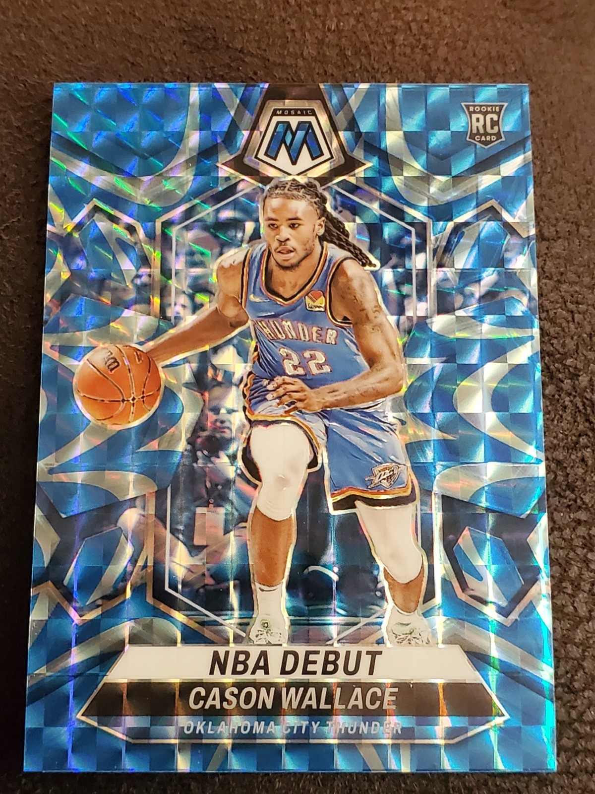 2023-24 Panini Mosaic Mosaic Reactive Blue #258 Cason Wallace NBA Debut