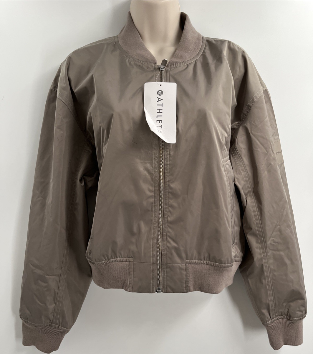 Athleta Women's Full Zip Mortar Mushroom Flex Bomber Jacket Size