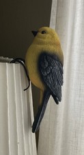 Bird Statue Finch Yellow Indoor Outdoor Decor Simulation Sculpture Pot Hanger