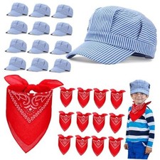 12 Set Children's Train Conductor Costume Kit Conductor Hat and Red Paisley
