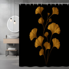 Stylish Black and Gold Floral Shower Curtain for Modern Bathrooms